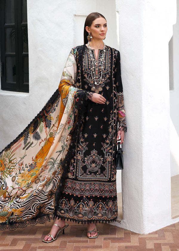 NOIRE – Kanwal Malik Luxury Embroidered Black Lawn 3-Piece Unstitched Ensemble