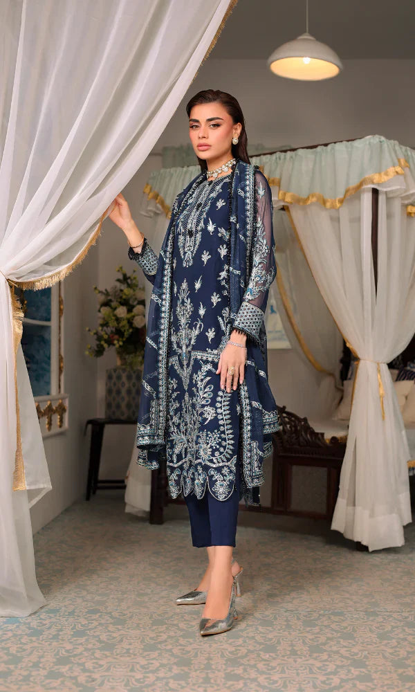 Midnight Bloom – Elegant Embroidered Chiffon Unstitched Ensemble
