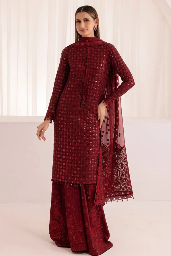Jazmin UR-7009 – Embroidered Raw Silk 3-Piece Unstitched Suit
