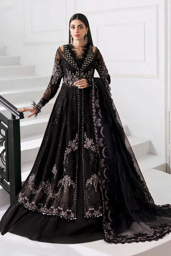 Maria B BD-3004 – Embroidered Organza 3-Piece Unstitched Suit (Black)