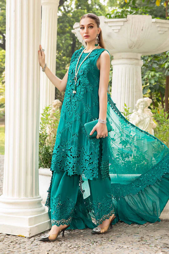 Aangan 3 Piece Unstitched Embroidered Chiffon & Cotton Satin Suit