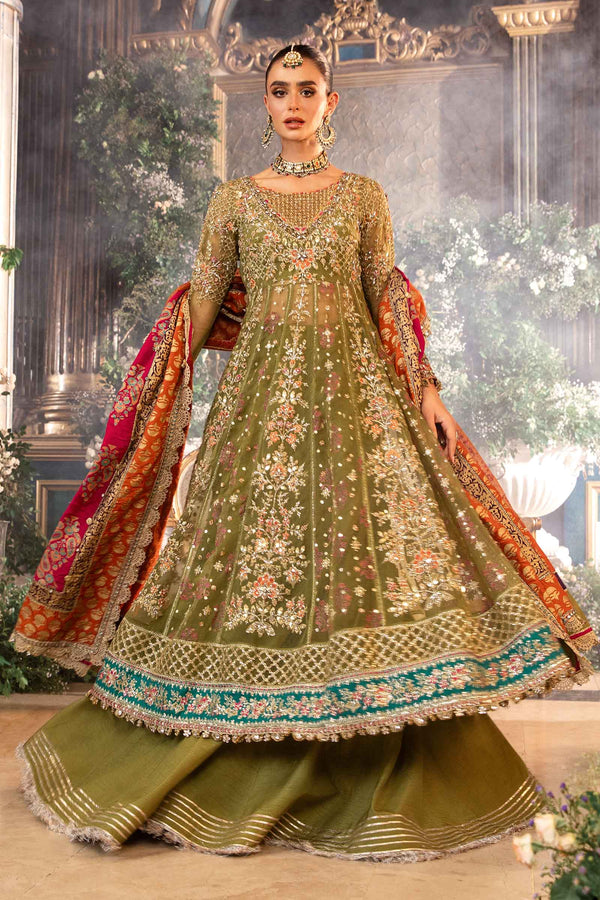 BD-2906 – Maria.B Olive Green Embroidered Organza 3-Piece Unstitched Suit