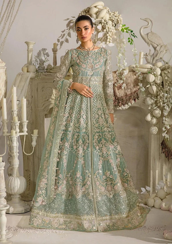 Elsa – Elaf Premium Evara Collection Embroidered Organza 3-Piece Unstitched Suit (Aqua Blue)