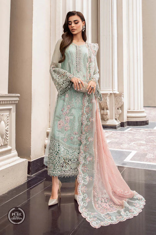 Mashal Luxury Embroidered Pure Chiffon 3-Piece Suit – Hand Embellished