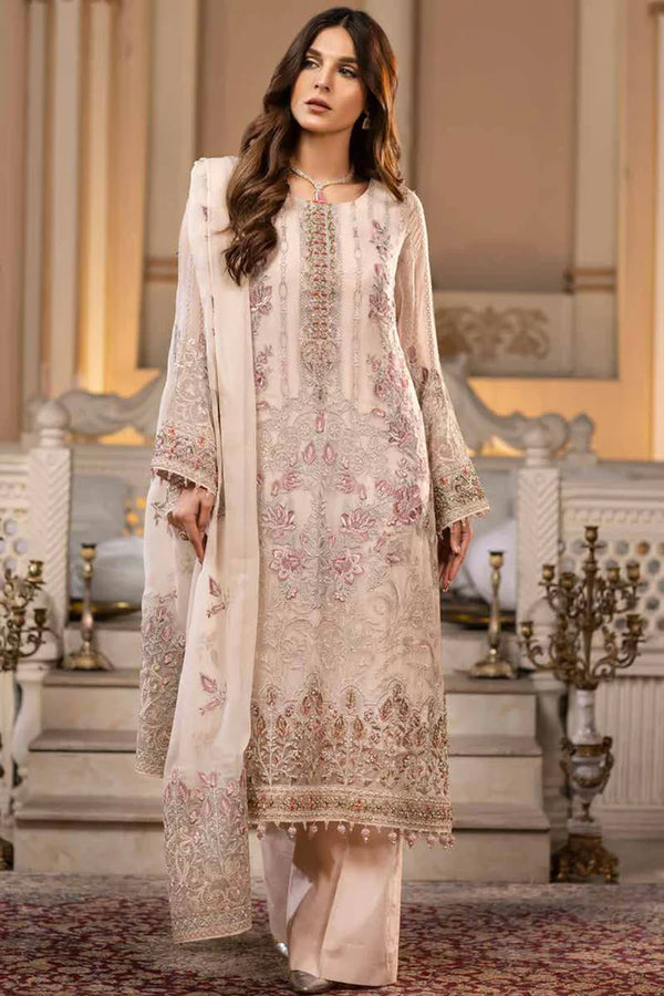 Sahiba 3 Piece Unstitched Luxury Embroidered Chiffon Suit – Radiant Rose