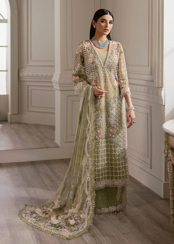 Sparkle Cascade – Crimson × Saira Shakira Embroidered Organza 3-Piece Unstitched Suit