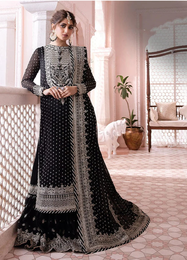 Sitara 3 Piece Unstitched Embroidered Chiffon & Satin Silk Suit