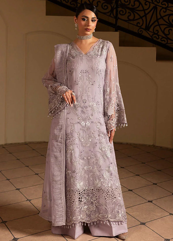 Lilac Bliss – Aashnai by Lavish Luxury Embroidered Chiffon 3-Piece Unstitched Suit