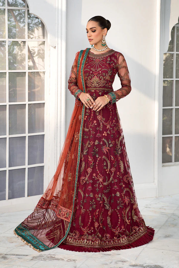 Sufiyana 3 Piece Unstitched Embroidered Net & Raw Silk Suit